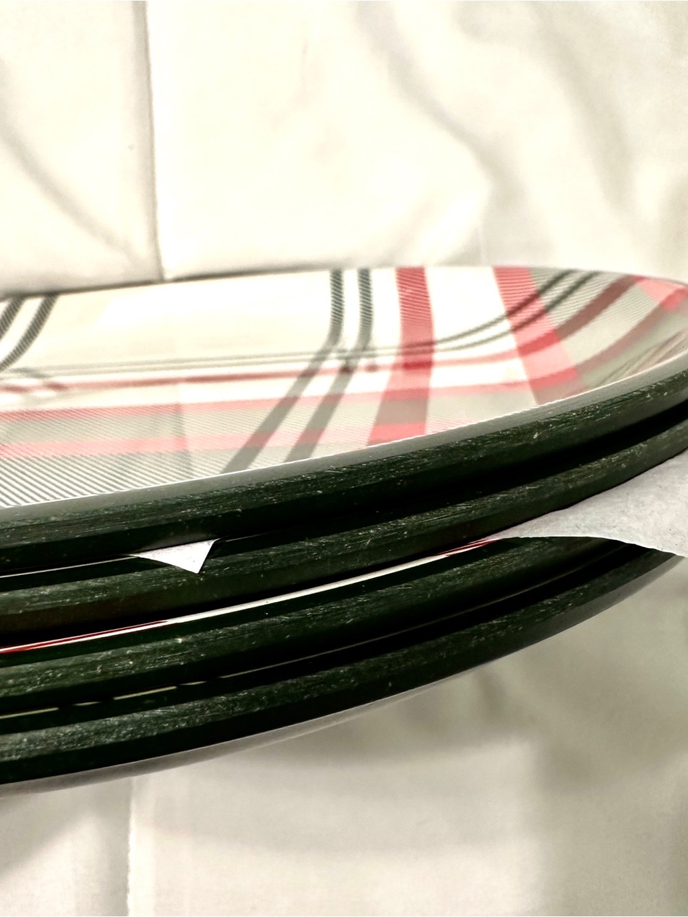 Set of 4 Hearth & Hand with Magnolia Christmas Plaid Bamboo 10.5” Dinner Plates - Picture 3 of 3